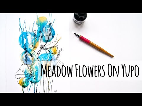 Drawing Meadow Flowers In Ink On Yupo