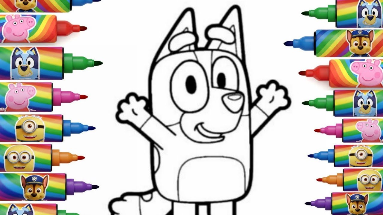 Рисование и раскрашивание Блюи 💙🎨 | Рисование мультфильмов для детей