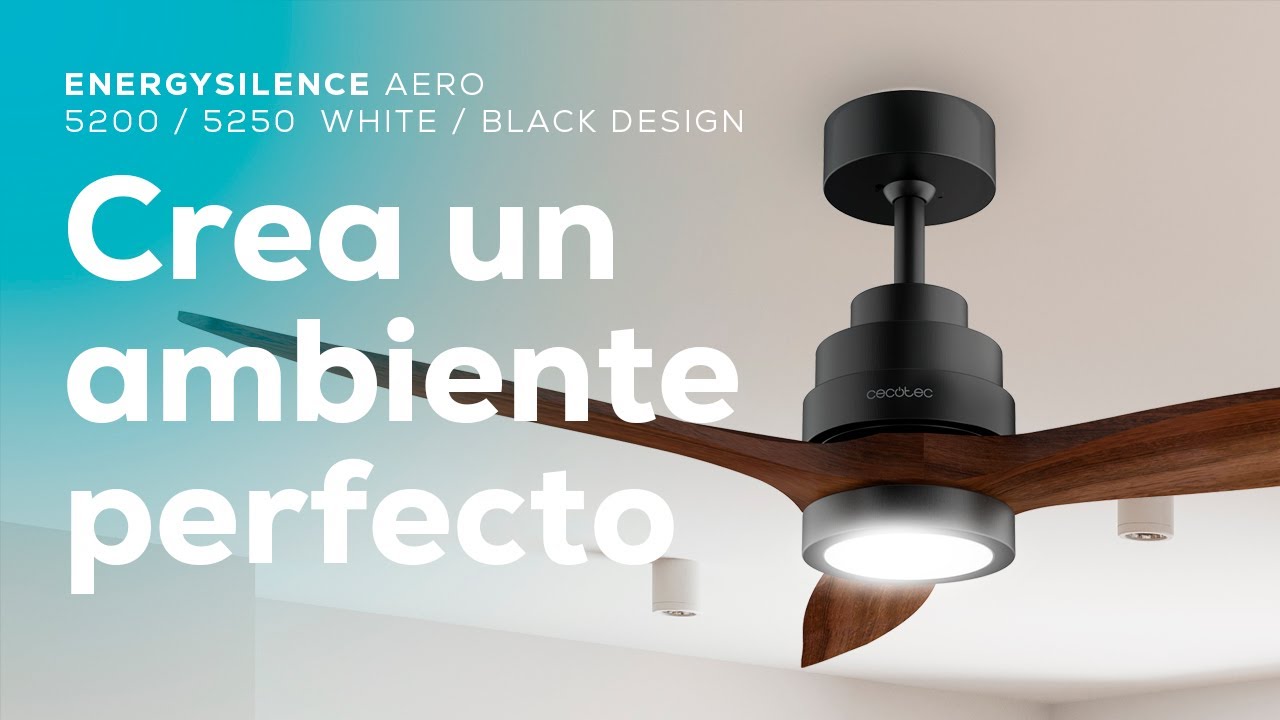 Cecotec Ventilador de Techo con Mando a Distancia y Wifi EnergySilence Aero  5500 White Aqua Connected. 40 W, Diámetro 52”, 3 Aspas, Protección IP44, M