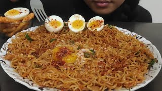 EATING SPICY 🌶NODDLES AND BOILED EGGS. SPICY NODDLES 🍜.