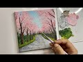 Cherry blossom painting/ acrylic painting tutorial/landscape painting tutorial/ pathway painting