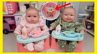 Baby Doll Twins Evening Routine Feeding and Changing baby doll