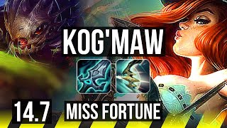 KOG'MAW & Leona vs MISS FORTUNE & Vel'Koz (ADC) | 72% winrate, 6 solo kills | EUW Master | 14.7