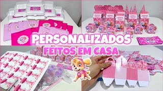 PERSONALIZADOS PATRULHA CANINA ROSA - TUDO FEITO EM CASA USANDO O CELULAR