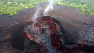 Kilauea Volcano destruction (Fissure 8, 2023) - Big Island, Hawaii 4K Drone footage