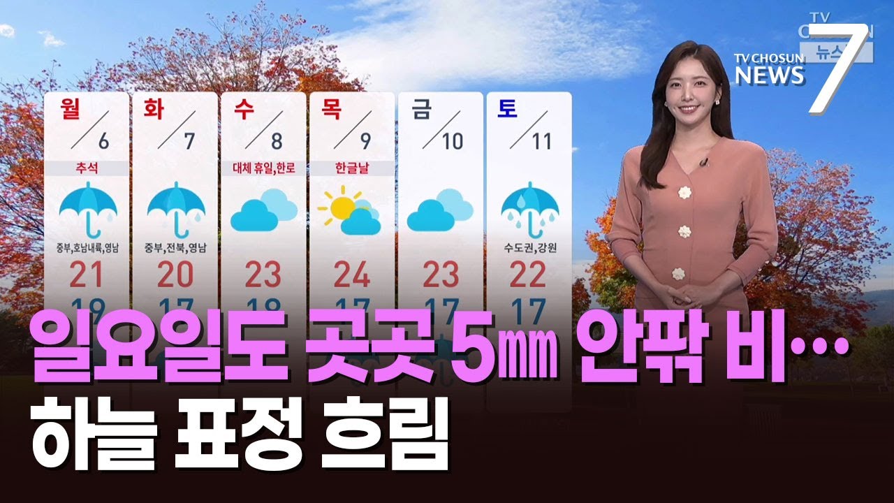 [날씨] 일요일도 곳곳 5㎜ 안팎 비…하늘 표정 흐림 [뉴스7]