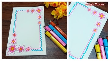 Floral | Borders for Projects | Simple Border Design on Paper | Front Page Design by Arty