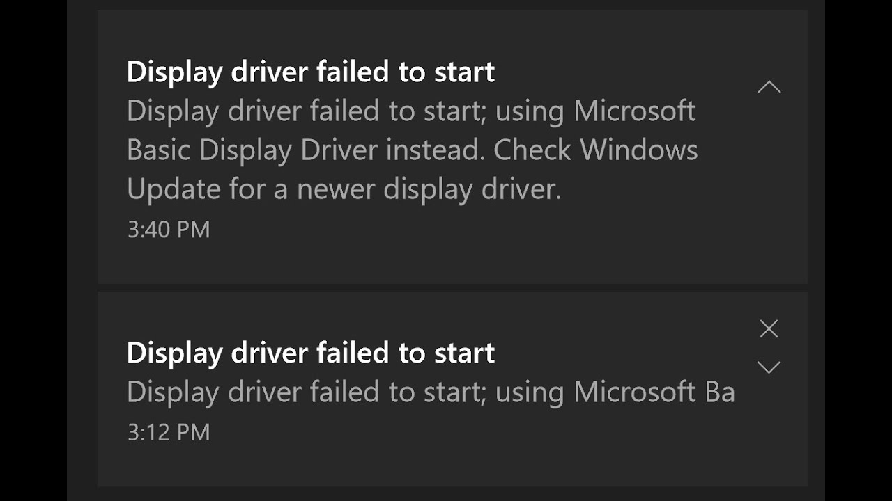 how to fix display driver failed to start