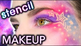 Galaxy Makeup using Nail Vinyl Stencils!