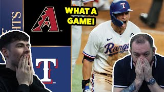 British Father and Son React! D-backs vs. Rangers World Series Game 1 Highlights!