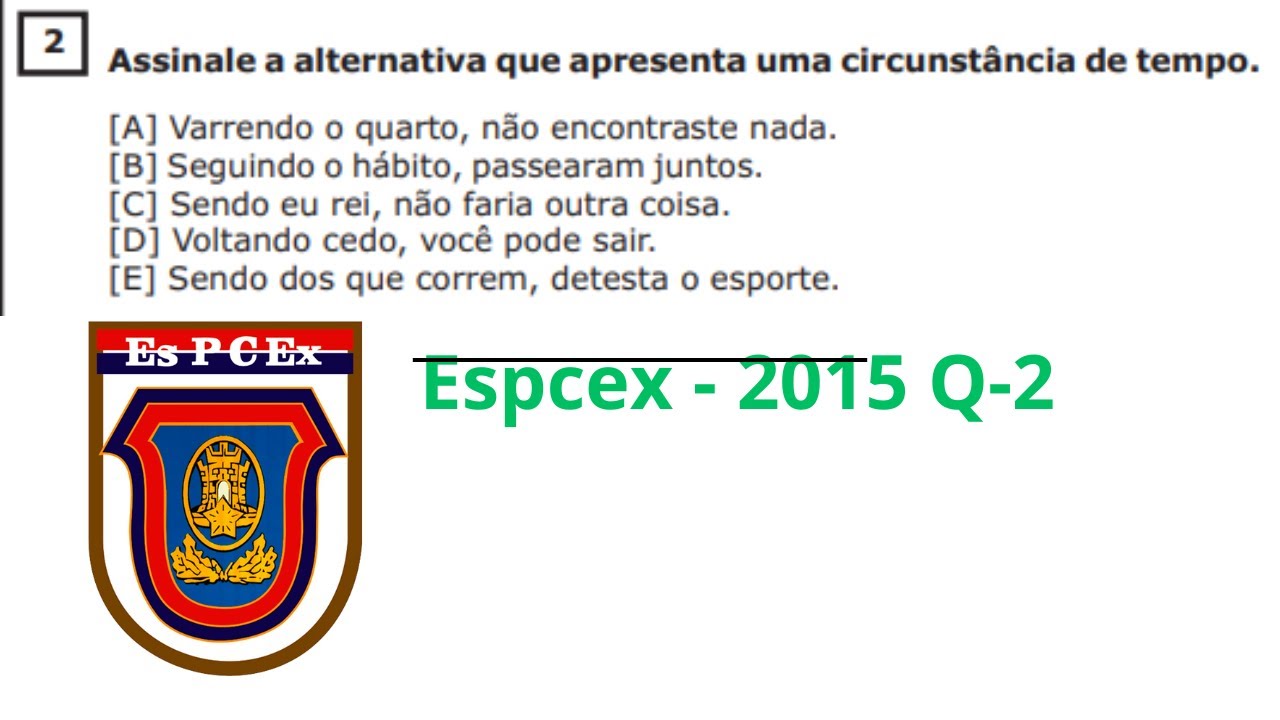 Espcex 2015 resolvida Q-2 Assinale a alternativa que apresenta uma ...