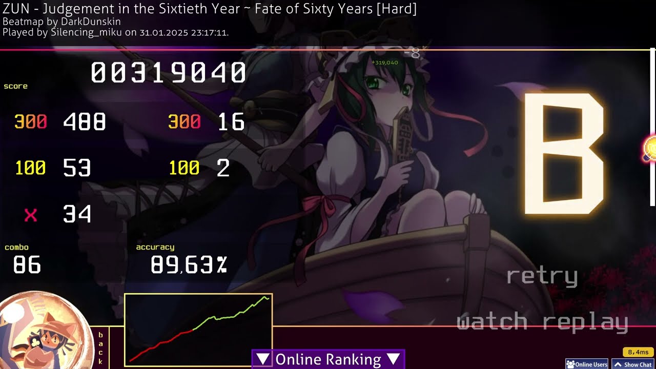osu!  ZUN - Judgement in the Sixtieth Year ~ Fate of Sixty Years Hard [2025-01-31] OSU!shot