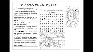 CAÇA-PALAVRAS: Solo (2º ano EF)