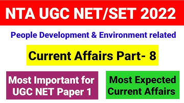 Current Affairs Part-8 for UGC NET/SET 2022 Exam| NTA UGC NET Paper 1 2022| Current Affairs in Hindi