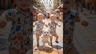 Adorable Twin Babies Dancing In Mall Cute Puppy Fun Funny Baby Danee 2025