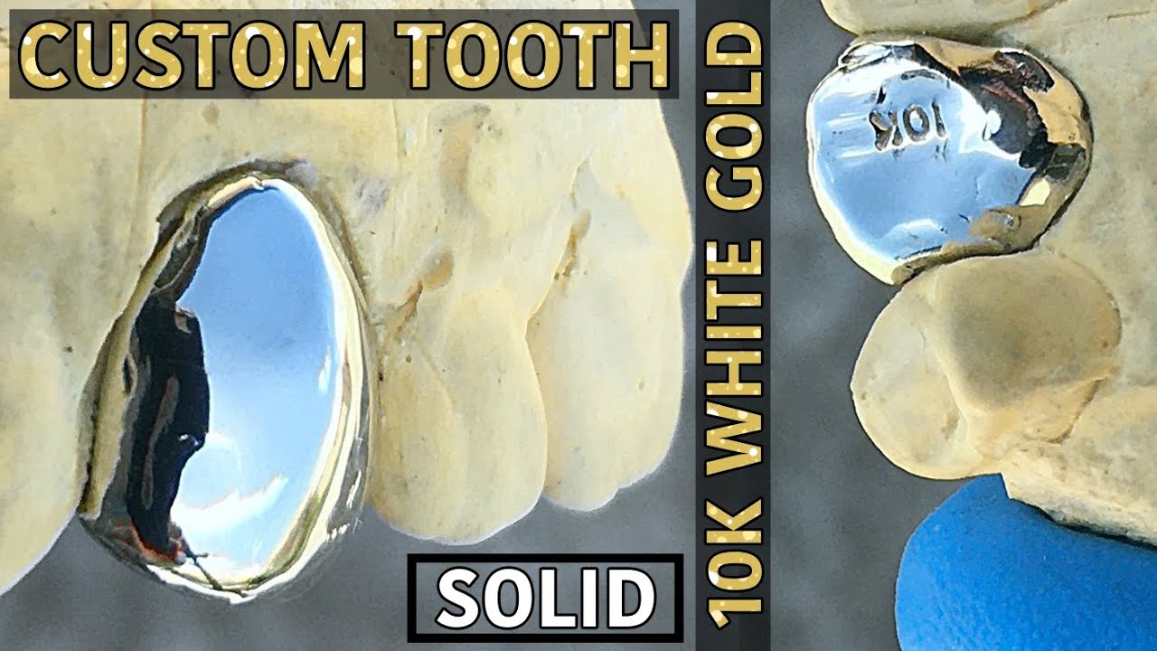 Solid 10K White Gold Custom Tooth Slug For Any Tooth Single Cap Grillz