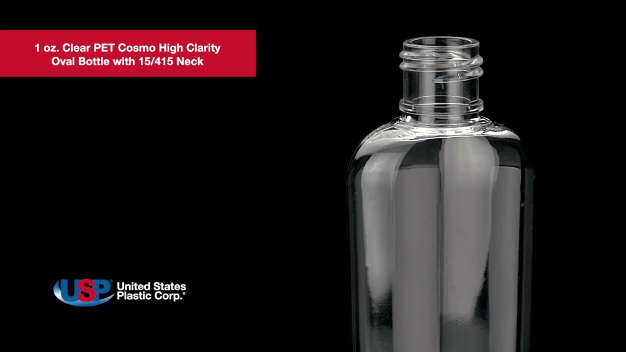 1 oz. Clear PET Cosmo High Clarity Oval Bottle-15/415 | U.S. Plastic Corporation®