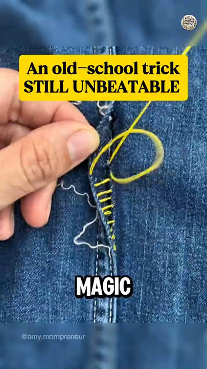 How to Sew a Ripped Seam in JEANS WITHOUT a Sewing Machine !! #short #sewing #stitch  #tipsandtricks