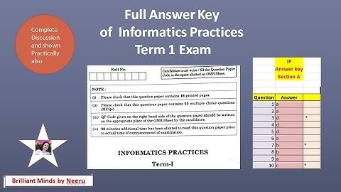 Answer Key of Informatics Practices Term 1 Class XII fully discussed
