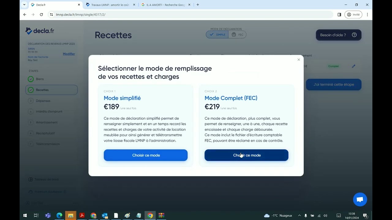 Quelle différence entre Mode Simplifié et Mode Complet (FEC)