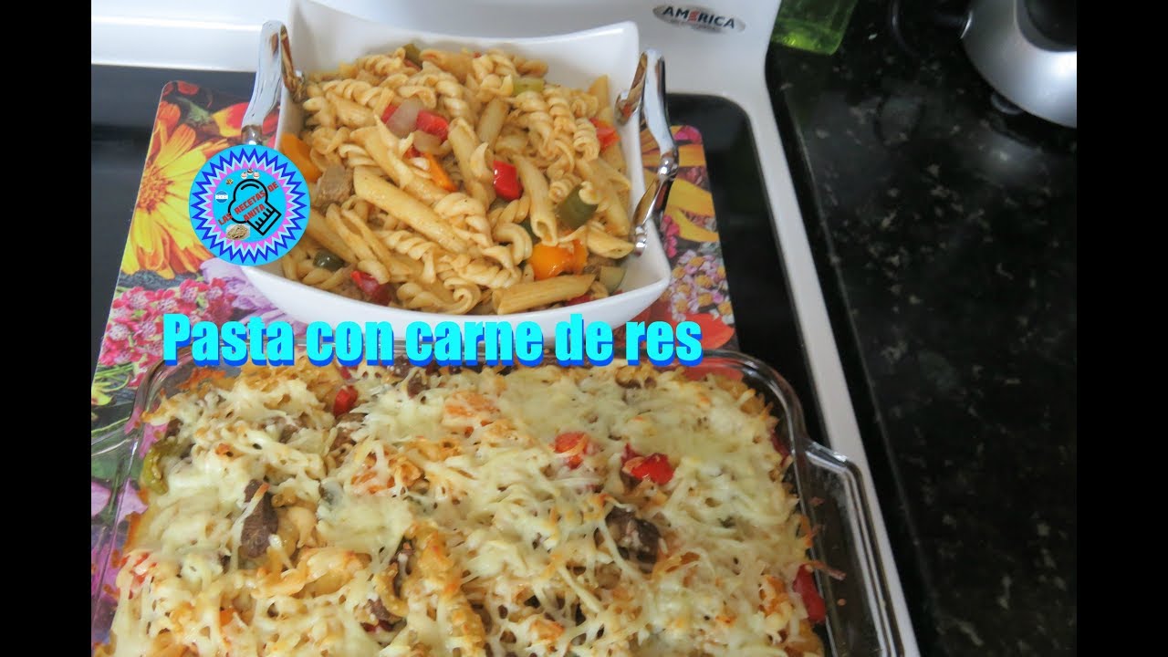 pasta con carne de cerdo pasta con carne de res , las recetas de anita