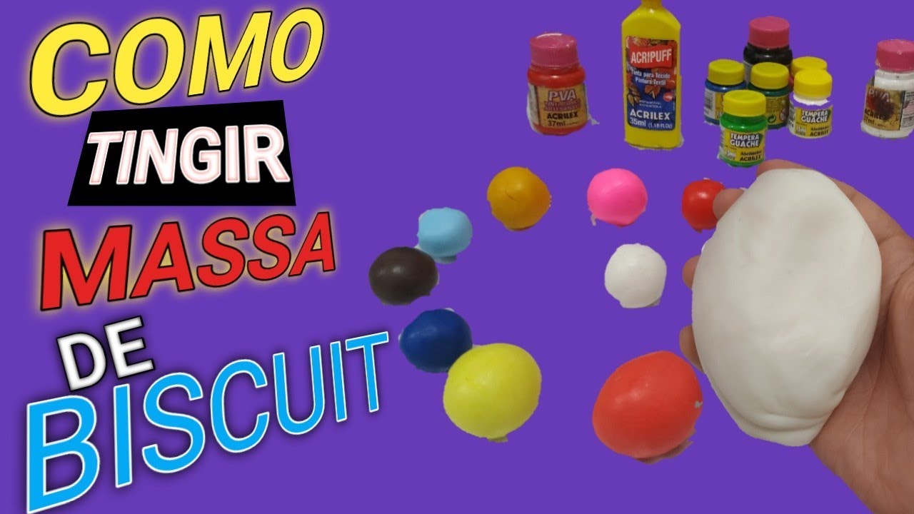 COMO TINGIR MASSA DE BISCUIT - TINTA DE TECIDO - TINTA GUACHE - TINTA PVA