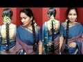 South indian traditional hairstyle with long hair and jasmine flowers
