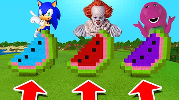 Minecraft PE : DO NOT CHOOSE THE WRONG MELON! (Sonic, Pennywise & Barney)