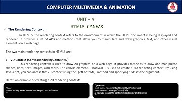Computer Multimedia and Animation (Unit 4 - HTML5 - CANVAS)| Notes