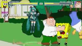 AN Mugen Request #725: Spongebob & Hatsune Miku VS Peter Griffin & Homer Simpson