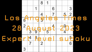 Sudoku solution – Los Angeles Times 28 August 2023 Expert level