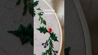 Christmas wreath embroidery embroidery handembroidery stitch art handmade christmas needle