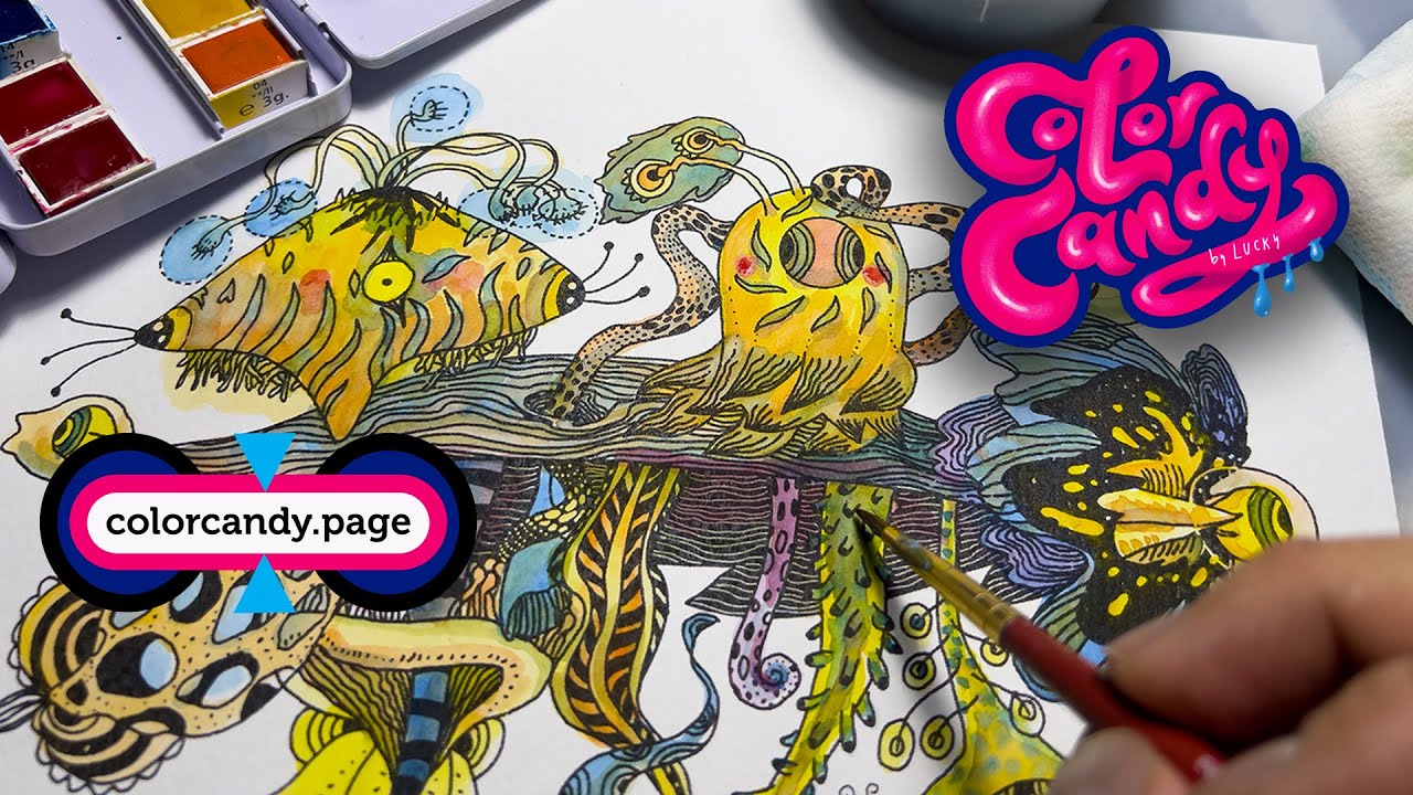 Color Candy "Third" Laser Printed on Watercolor Paper & Coloring