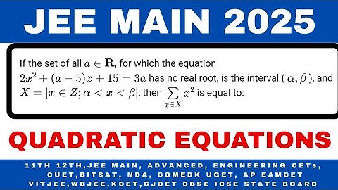 If the set of all a€R, for which the equation 2x^2+(a-5)x+15=3a has no real root, is the interval..