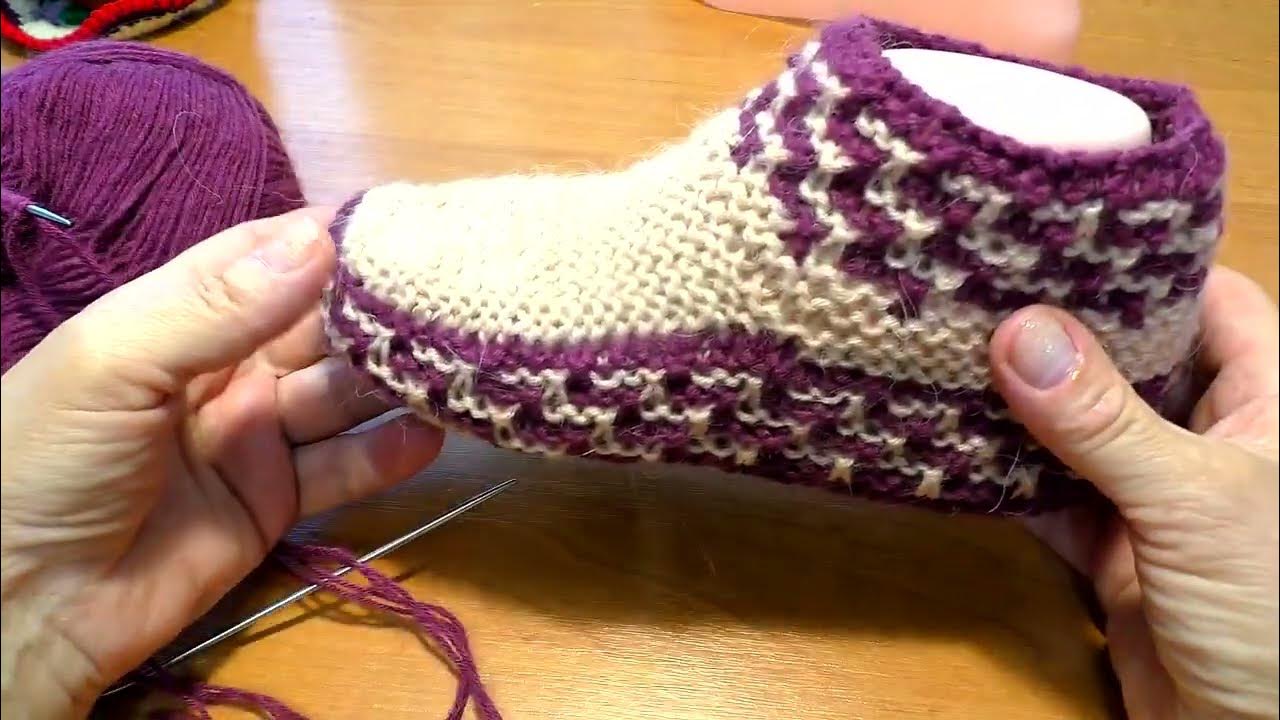 Носки следы на двух спицах Подробное объяснение - YouTube