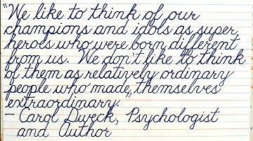 We Like To Think Of Our Champions | English Cursive Handwriting | Learn How To Write Basic Cursive