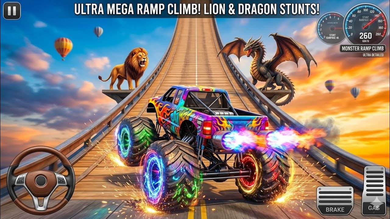 Moster truk recing High level mega ramp 🚨#video 