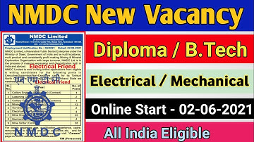 NMDC New Recruitment 2021 | NMDC new vacancy 2021 | NMDC Limited | diploma new vacancy 2021