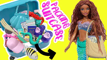 The Little Mermaid Movie 2023 Ariel Doll Packs Suitcase for Vacation