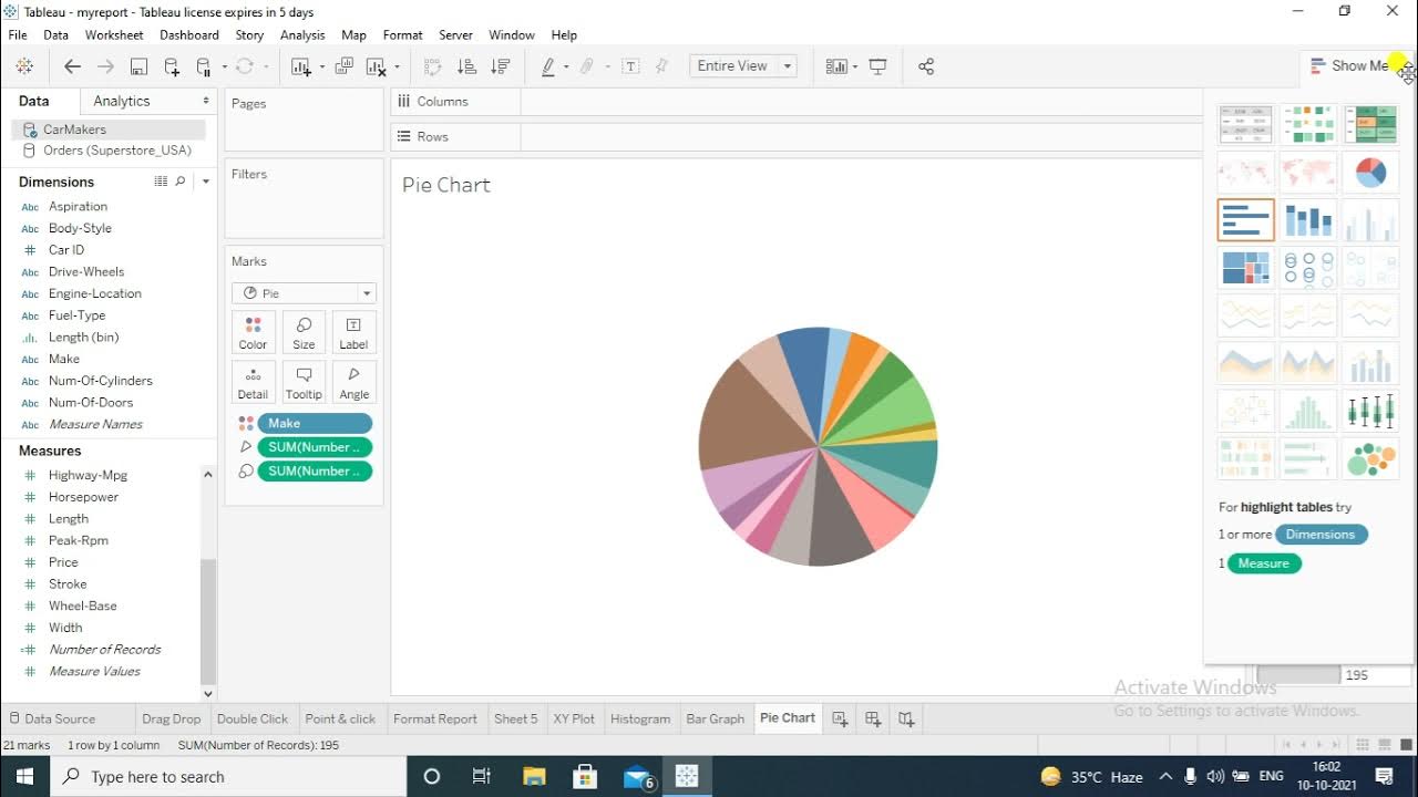 Tableau Basic and Advance Charts Pie Chart Composion Visual Pie