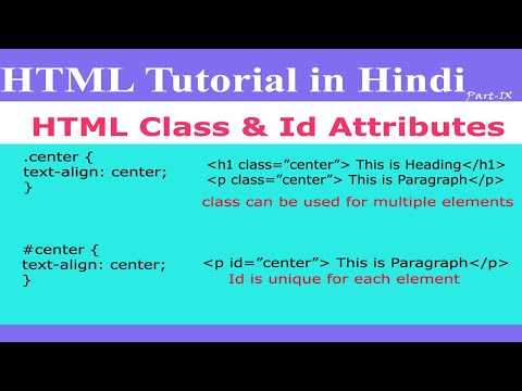 HTML Class and Id Attributes in Hindi | Difference between Class and Id