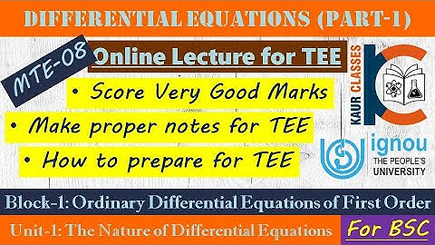 Previous Year Questions - MTE-08 | DIFFERENTIAL EQUATIONS (Part-1) | Block-1 | Unit-1 | BSC |  IGNOU