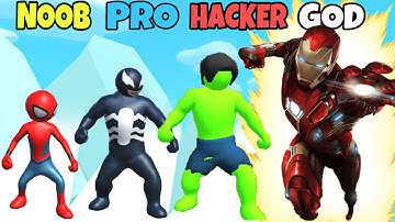 NOOB vs PRO vs HACKER vs GOD in Super Hero: Run Hit (New Update)
