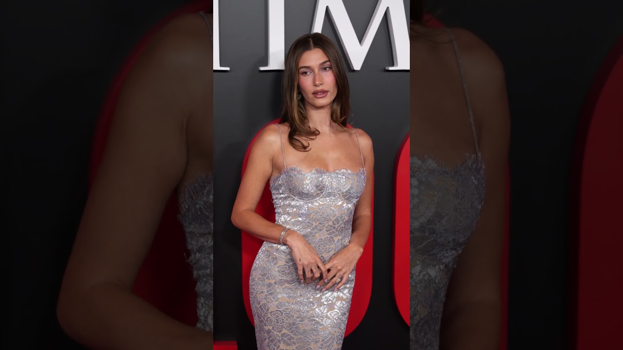 Hailey Bieber wore custom Calvin Klein Collection to the Time 100 Gala in  New York. - YouTube
