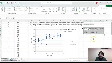 Excel 7 Coefficient correlation between two quantitative data