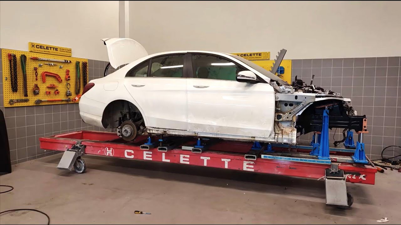 Mercedes Benz W205 shock absorber tower replacement - YouTube