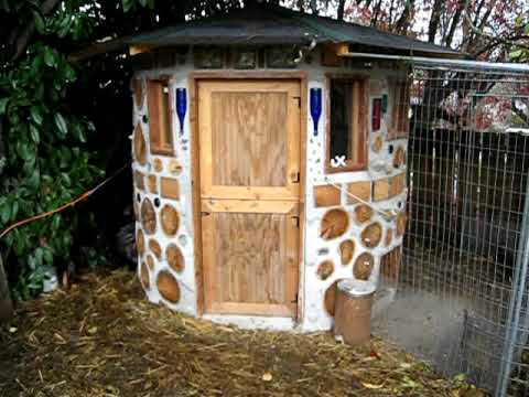 Beware of Attack Chicken/ Cordwood Chicken Coop - YouTube