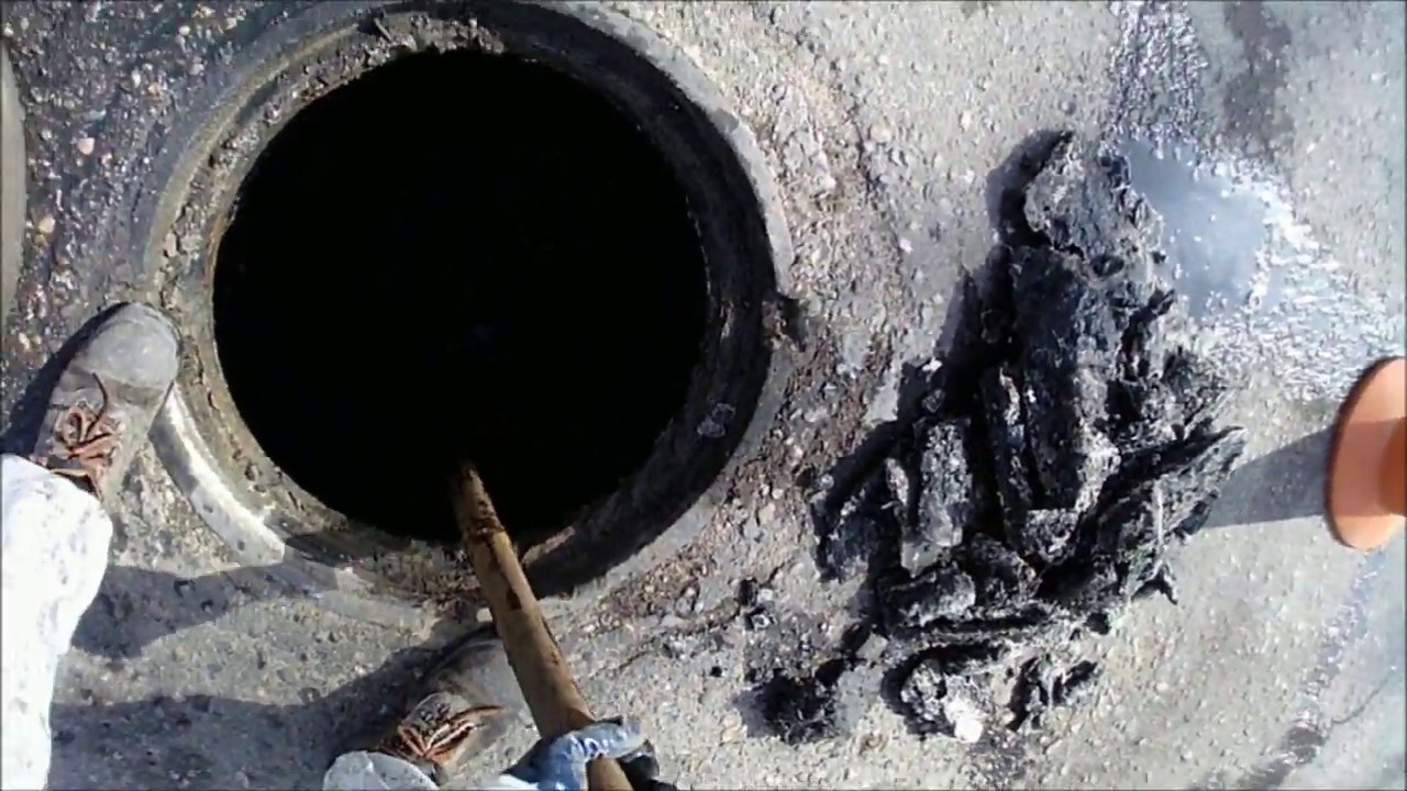 Прочистка канализации гидродинамическим способом, очистка колодца (люка ...