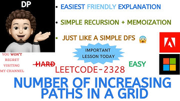 Number of Increasing Paths in a Grid | DFS + Memo | ADOBE, MICROSOFT | Leetcode-2328 | Live Code