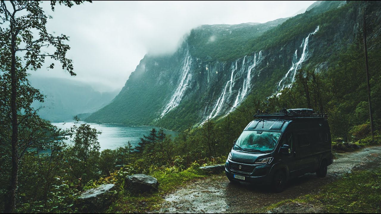 THIS is Why I Live in a Van in Norway.. Heavy Rain, Surprise Snow Storm, Viking Fjord Cozy Camping